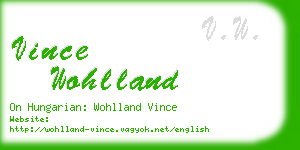 vince wohlland business card